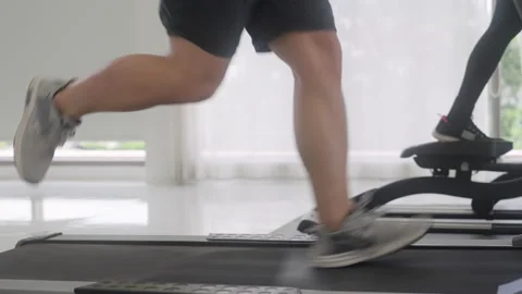 Male running on treadmill Video stock 248585404