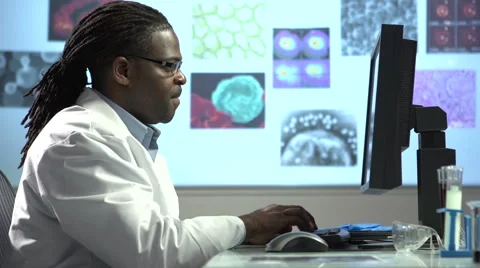 Male Scientist using Computer - dolly Stock-Footage 41795674