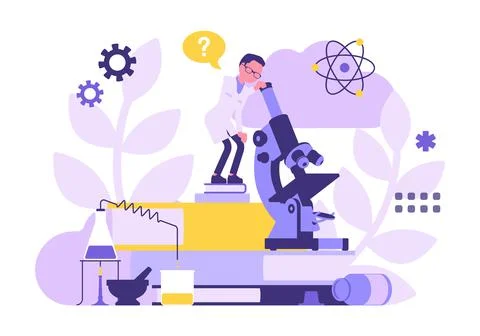 Male scientist working with microscope Stock Illustration