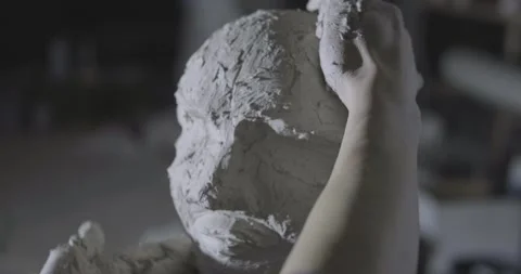 Male sculptor at work Stock Footage 133481489
