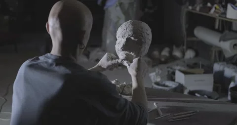 Male sculptor at work Stock Footage 133481680