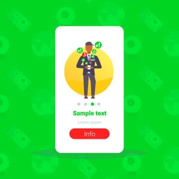 Male security guard worker using mobile application social media concept man in 库存插图