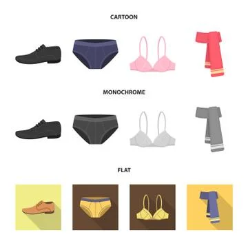 Male shoes, bra, panties, scarf, leather. Clothing set collection icons in:  Royalty Free #92992902