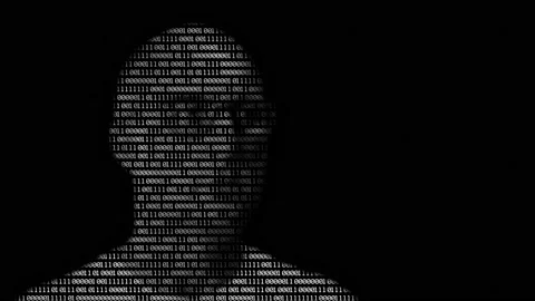 Male silhouette from binary code on black background. Binary code matrix with Stock Footage 143545104