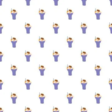 Male singer repeating pattern performing karaoke with microphone Stock Illustration