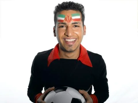 Male soccer fan from Iran Stock Photos