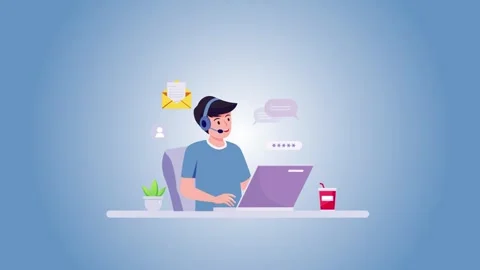 Male Software Developer or Freelancer Working on Laptop Animation Stock Footage 334364552