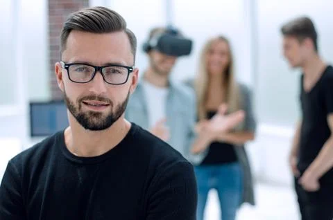 Male software programmer testing a new app Stock Photos