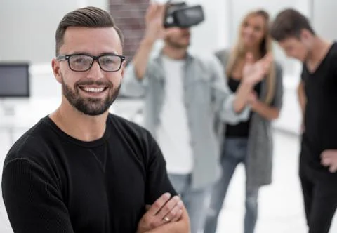 Male software programmer testing a new app Stock Photos