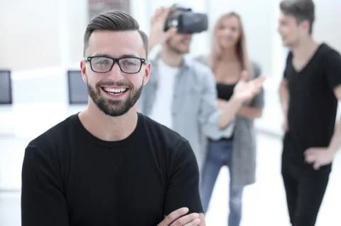 Male software programmer testing a new app Stock Photos