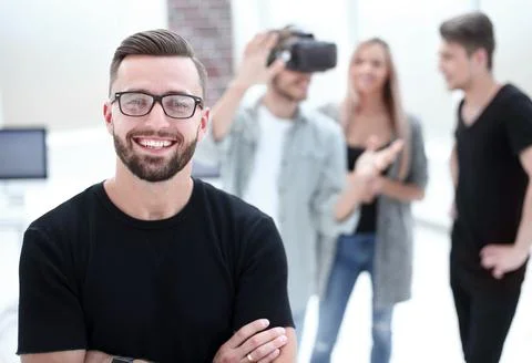 Male software programmer testing a new app Stock Photos