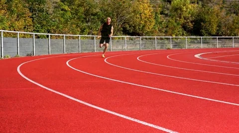 Male sprinter curve Stock Footage 8913985