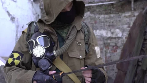 Male stalker in military clothes with a Stock Video Pond5