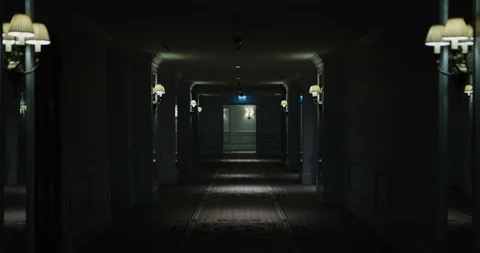 Male standing in end of corridor Stock Footage 86512171
