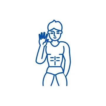 Male striptease line icon concept. Male striptease flat vector symbol, sign Stock Illustration