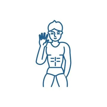 Male striptease line icon concept. Male striptease flat vector symbol, sign Stock Illustration