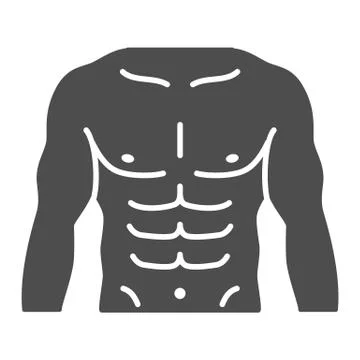 Male strong torso solid icon, Gym concept, men chest sign on white background 스톡 일러스트