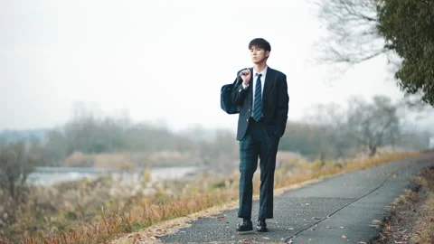 Male student going to school 스톡 동영상 162279595