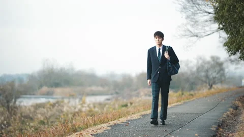 Male student going to school Video stock 162279730