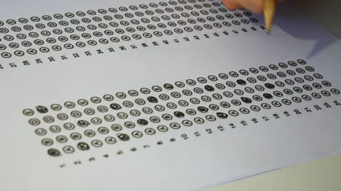 Male student hand testing doing examination test with anger. Standardized Stock Footage 121563950