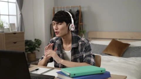 Male student learning from home Stock Footage 199082423