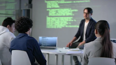 Male Student Raising Hand At IT Class Stock Footage 141982957