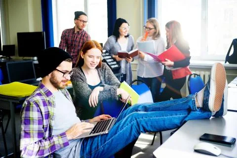 Male student using a computer Stock Photos