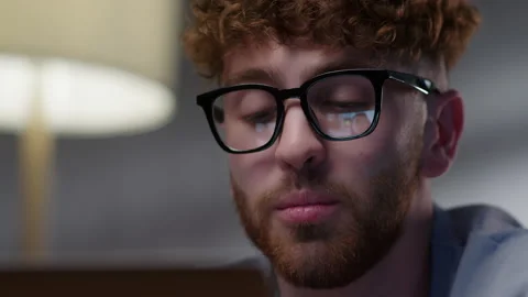 Male Student Wear Headset Elearning Study with Online Tutor Teacher Talk Stock Footage 165073239