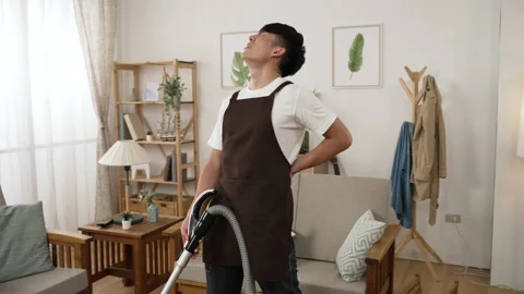 Male suffering backache stopping using 스톡 동영상 220429823