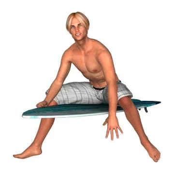 Male Surfer on White Stock Illustration