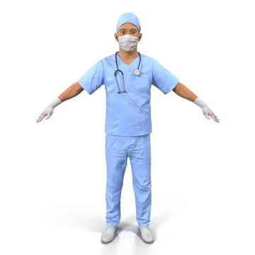 3D Model: Male Surgeon Asian with Blood 3D Model #91526559