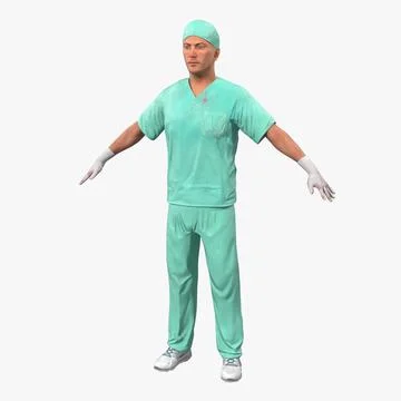 Male Surgeon Caucasian with Blood 2 3D Model 3D Model
