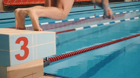 Male swimmer at the swimming pool Stock Footage