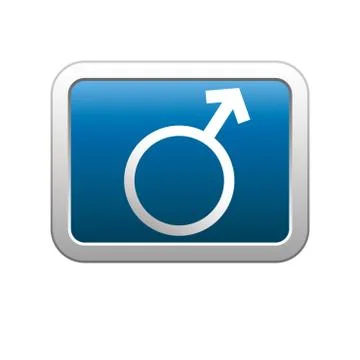 Male sybol on blue button 库存插图
