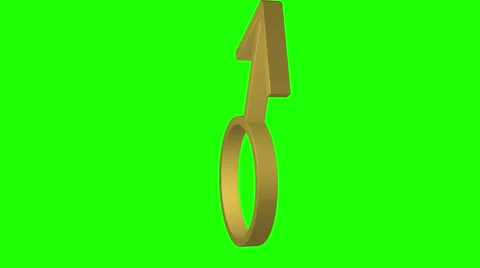Male symbol 3d green screen loop mars sign gold Video stock 59123893