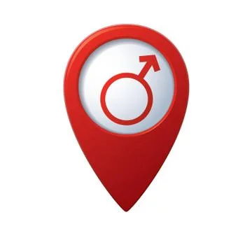 Male symbol map pointer red Stock Illustration