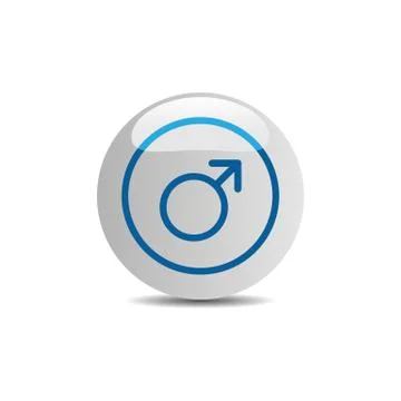 Male symbol on a white button. Vector illustration Stock Illustration