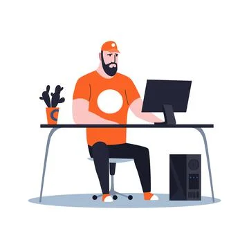 Male sysadmin working on computer to maintaining or repairing server. Repairing イラスト素材