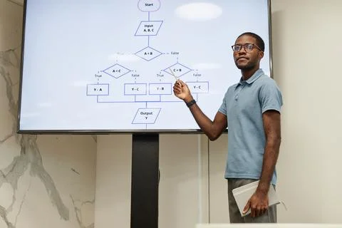 Male Teacher in Coding Class Stock Photos