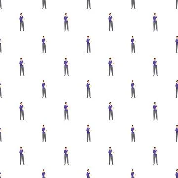 Male teacher student pattern repeating on white background Stock Illustration