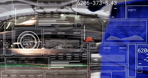 Male technician entering data, moving to engine bay, diagnosing parts while UI Stock Footage 331165995
