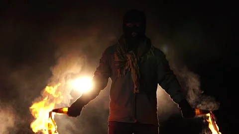 Male terrorists are causing riots at night Vidéo 220139386