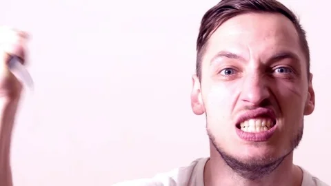Male Threatening with Knive Stock Footage 79278872