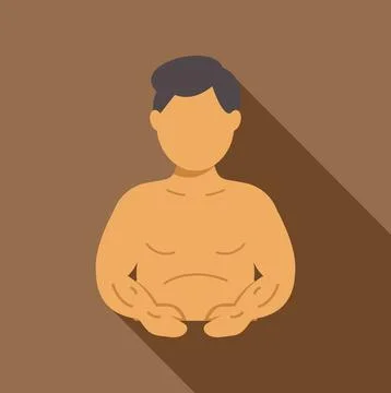 Male torso flat design icon long shadow Stock Illustration
