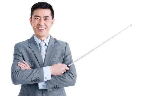 Male training specialist with pointer stick Stock Photos