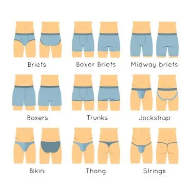 Male underwear types flat vector icons set Stock Illustration