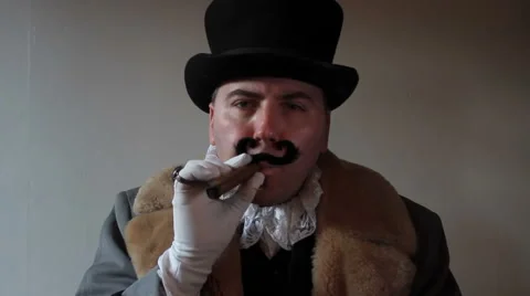 Male upper class capitalist smoking cigar - Victorian era/Edwardian era Stock Footage 49929903