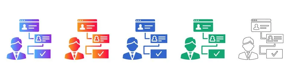 Male User Profile and Task Management Icons with Checkmark Illustrazione stock