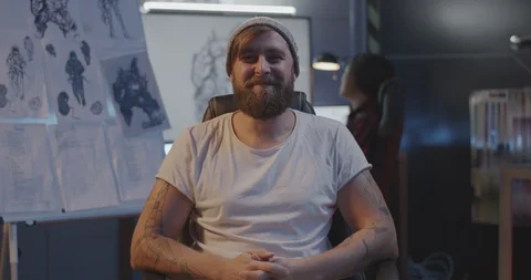 Male video game developer portrait Stock Footage 118269490