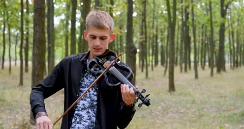 Male with violin Stock Footage 141152374